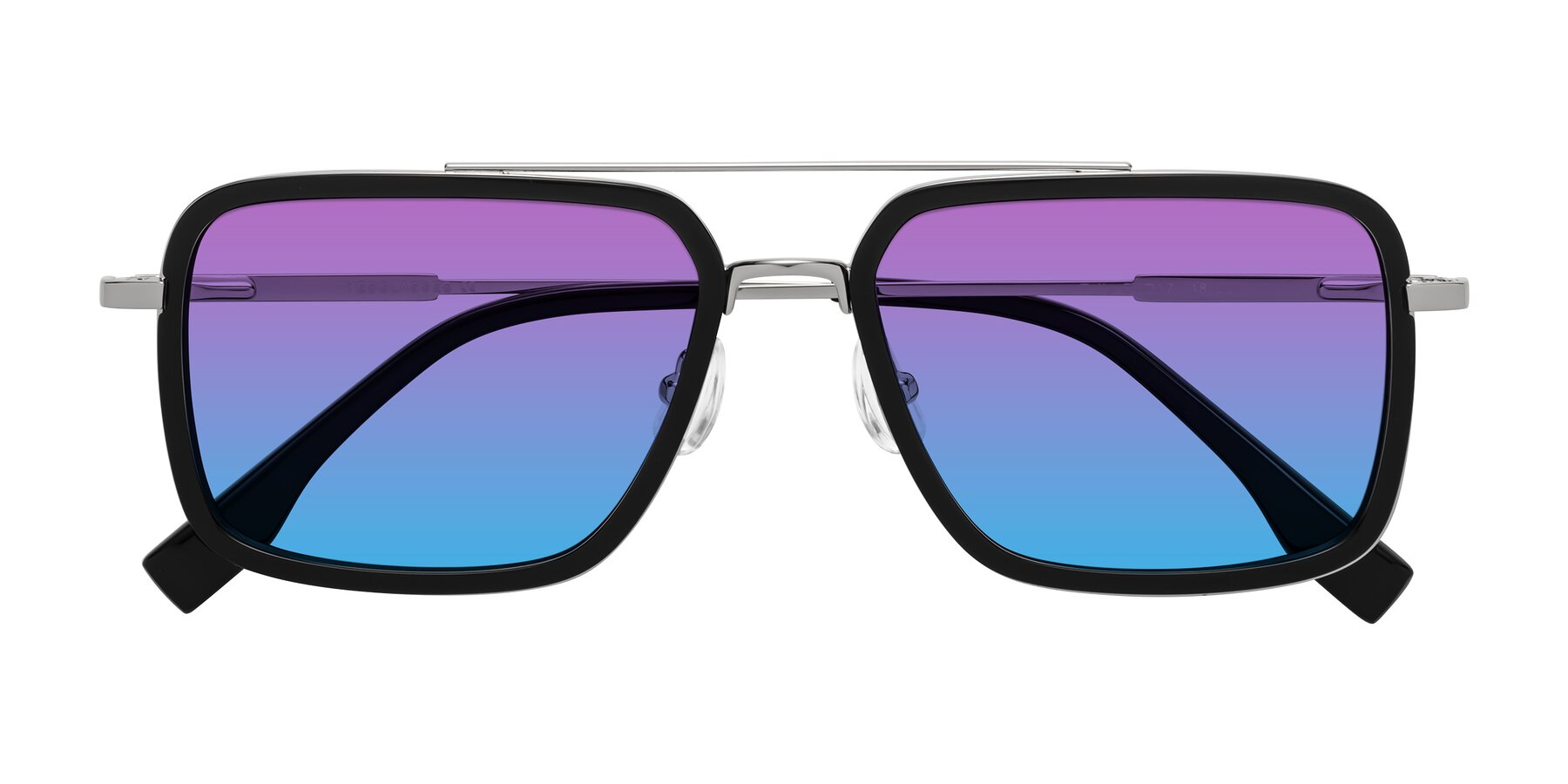 Folded Front of Tulip in Black-Silver with Purple / Blue Gradient Lenses