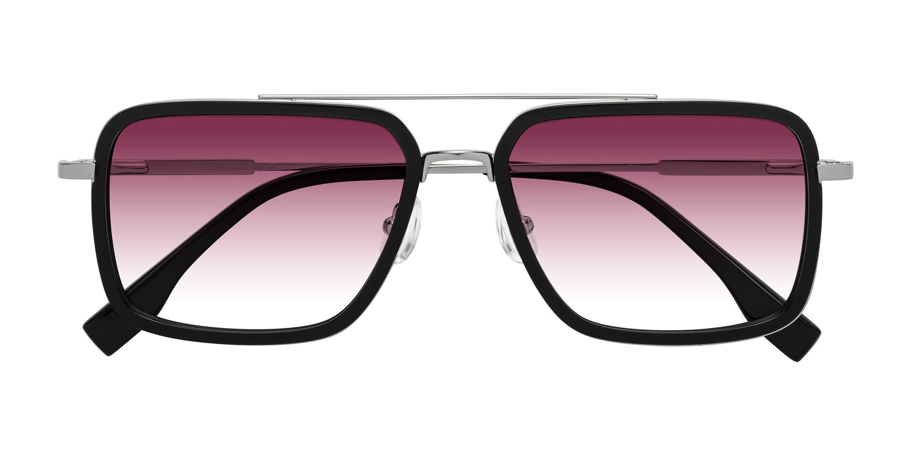 Folded Front of Tulip in Black-Silver with Wine Gradient Lenses