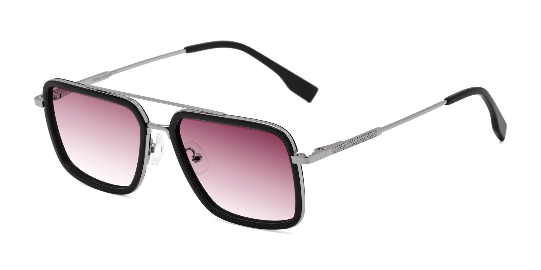 Angle of Tulip in Black-Silver with Wine Gradient Lenses