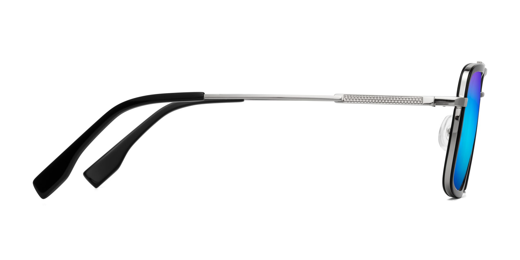 Side of Tulip in Black-Silver with Blue Mirrored Lenses