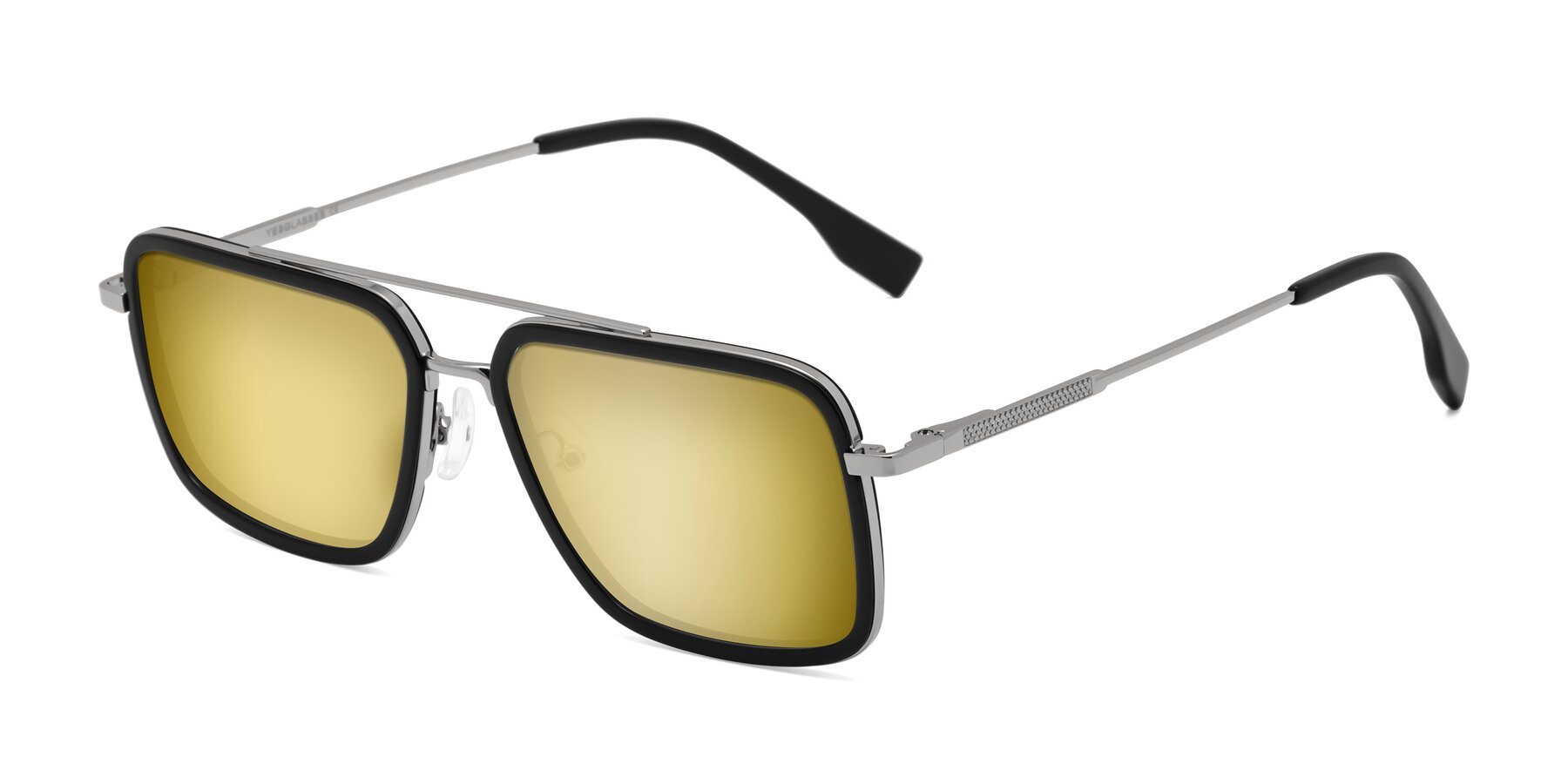 Angle of Tulip in Black-Silver with Gold Mirrored Lenses