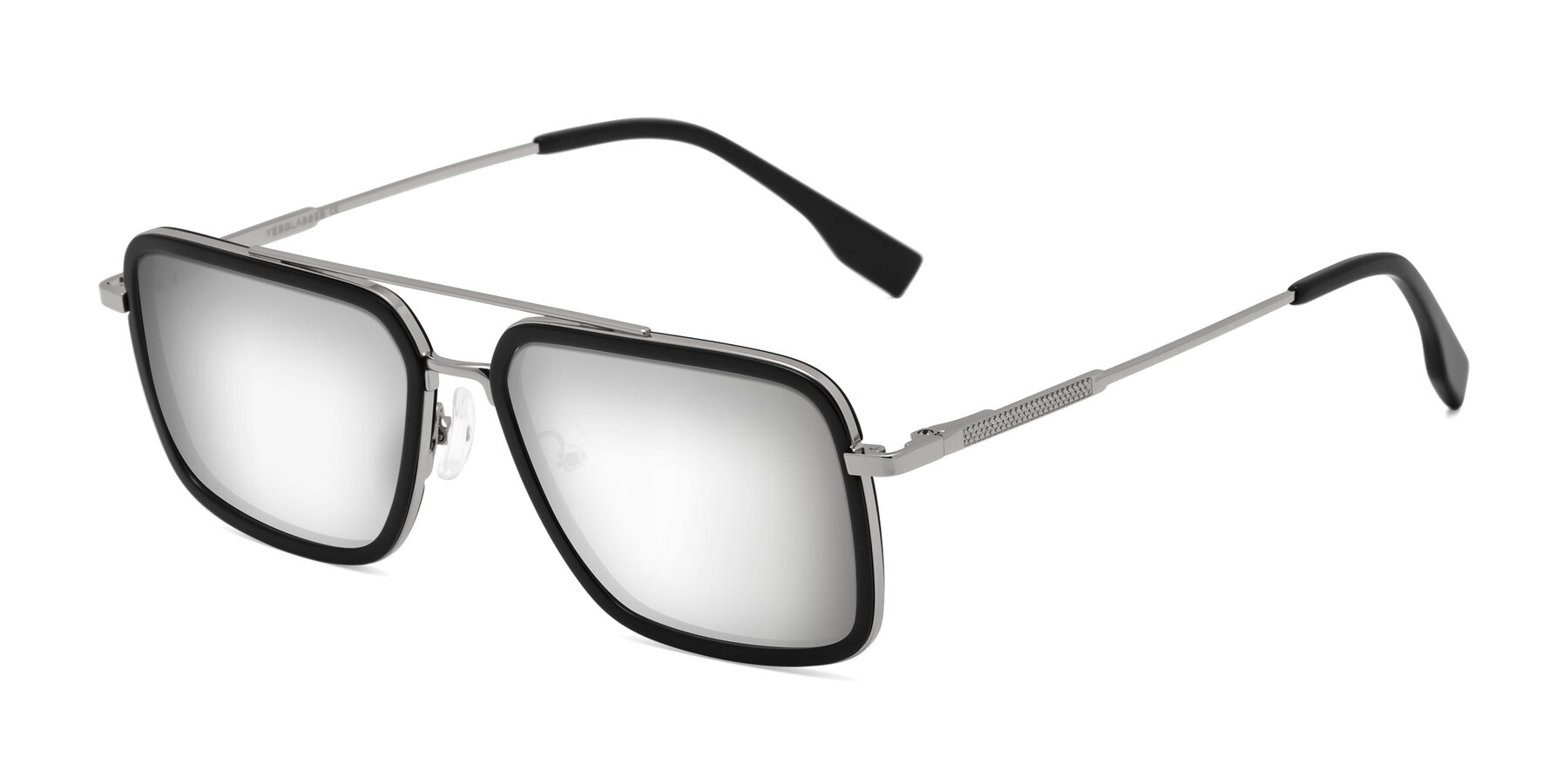 Angle of Tulip in Black-Silver with Silver Mirrored Lenses