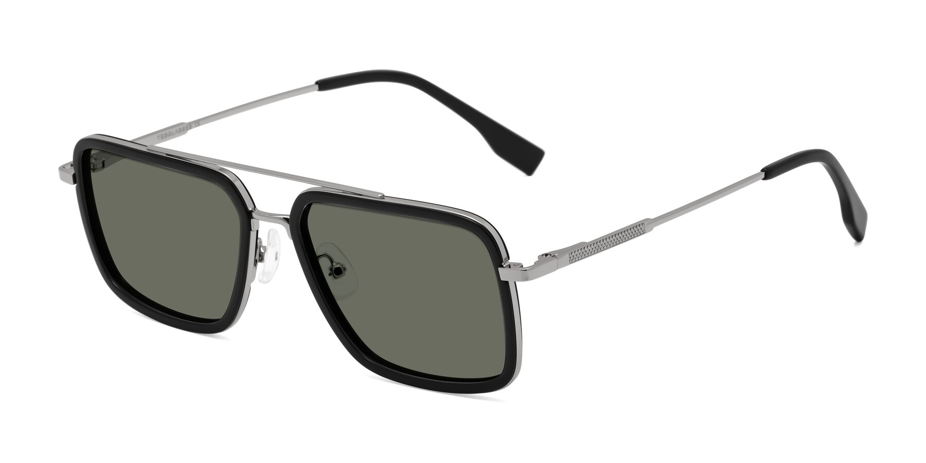 Angle of Tulip in Black-Silver with Gray Polarized Lenses