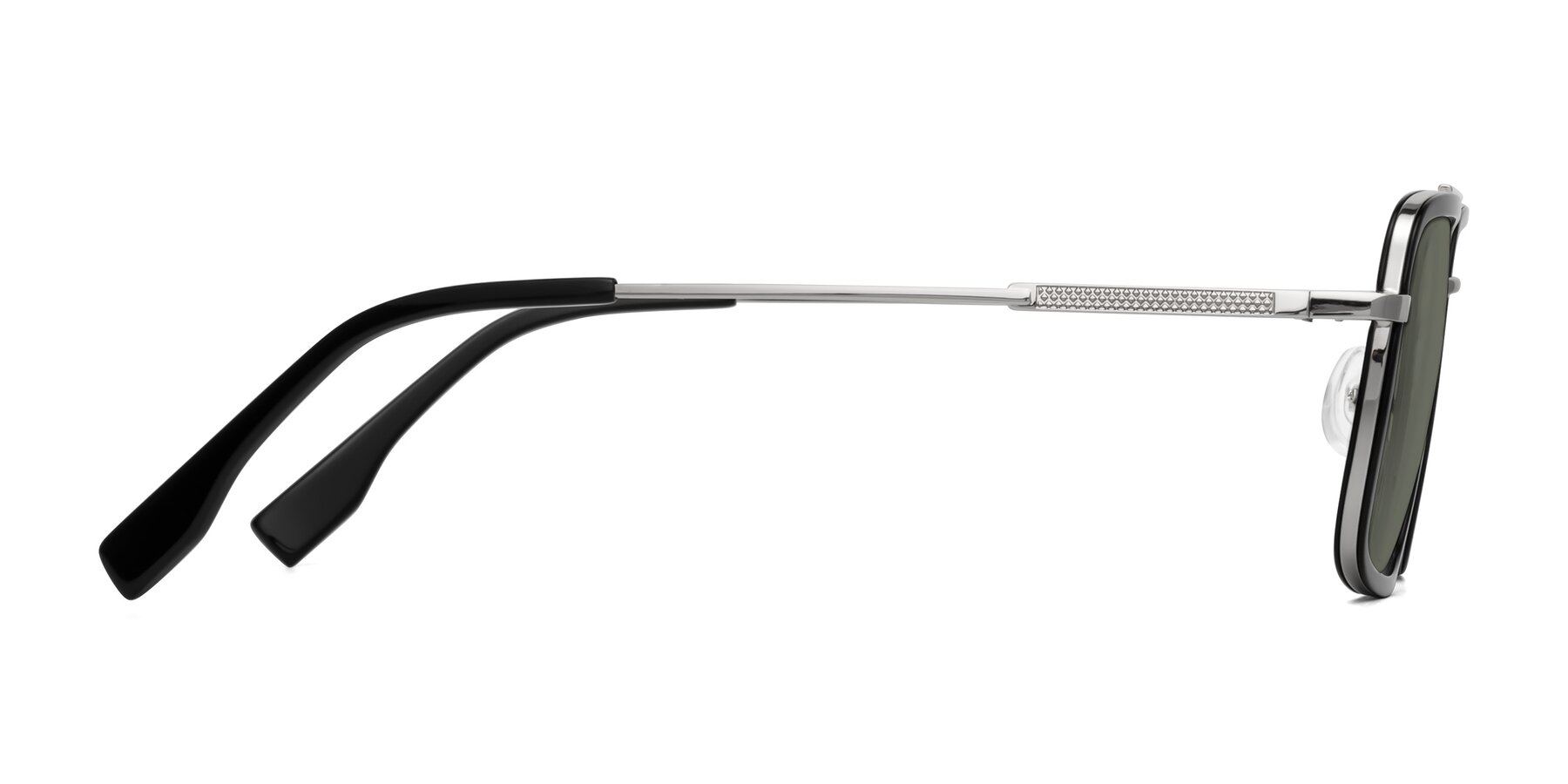 Side of Tulip in Black-Silver with Gray Polarized Lenses