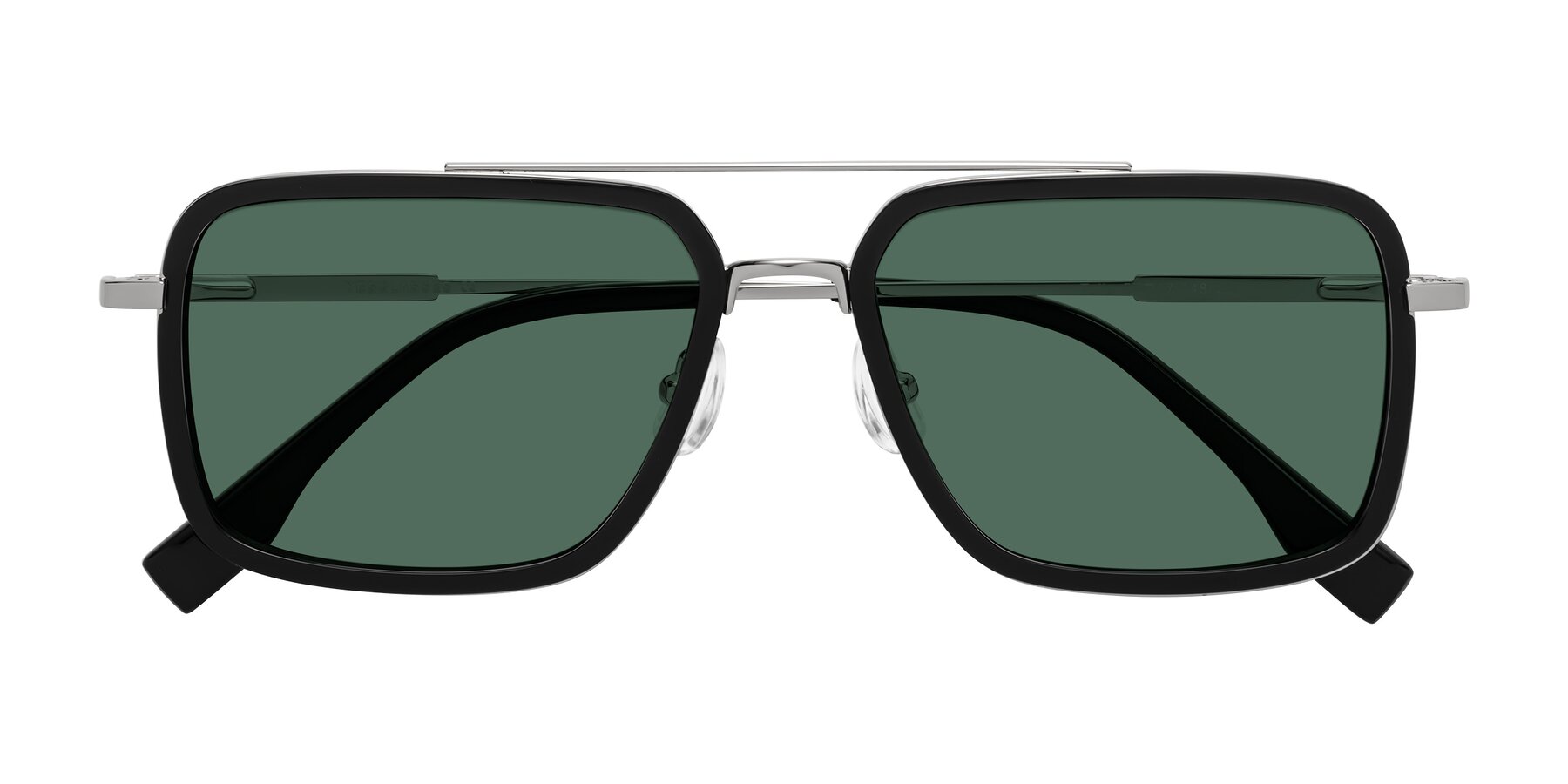 Folded Front of Tulip in Black-Silver with Green Polarized Lenses