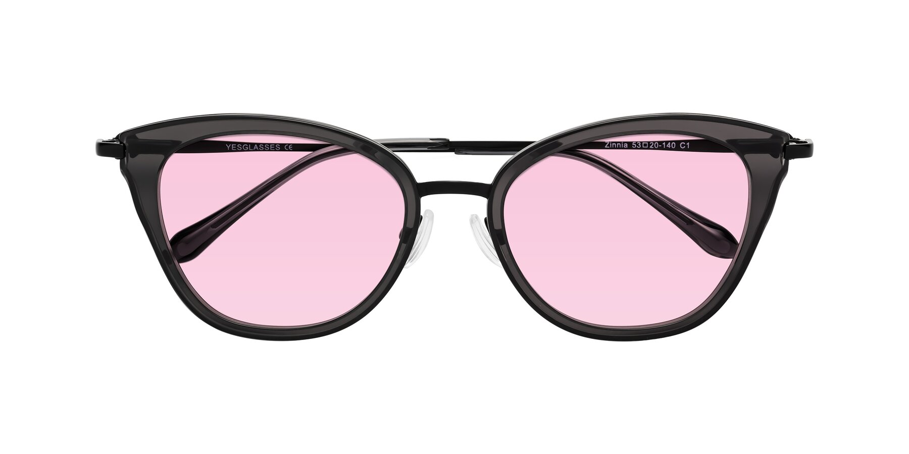 Folded Front of Zinnia in Gray with Light Pink Tinted Lenses