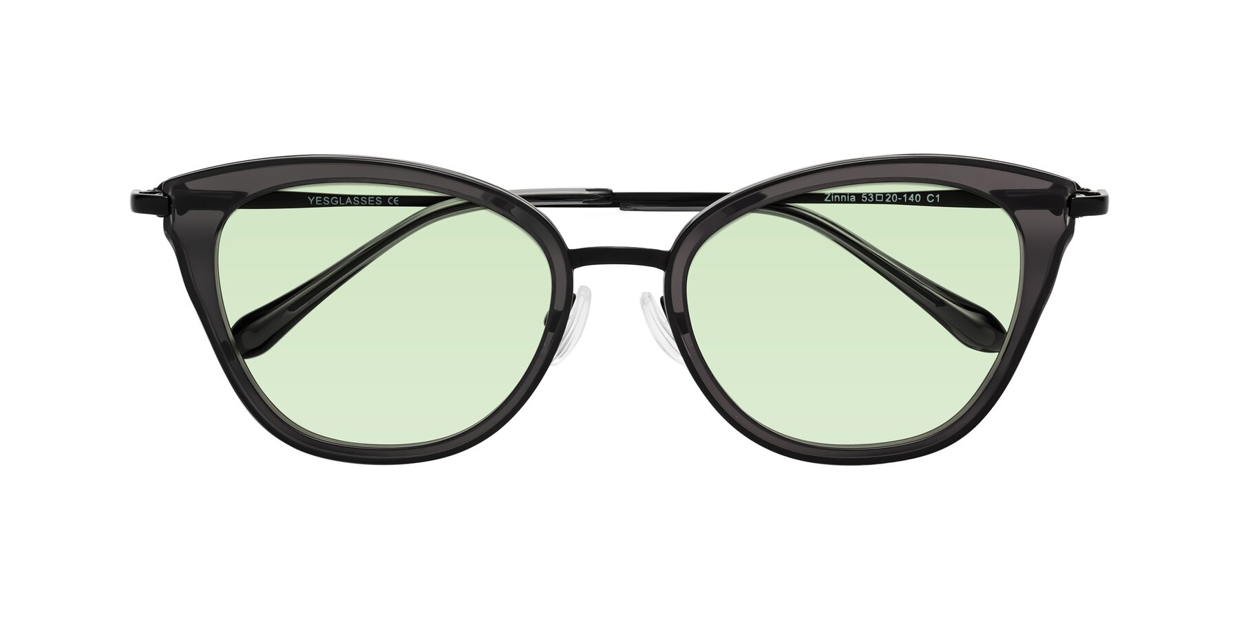 Folded Front of Zinnia in Gray with Light Green Tinted Lenses