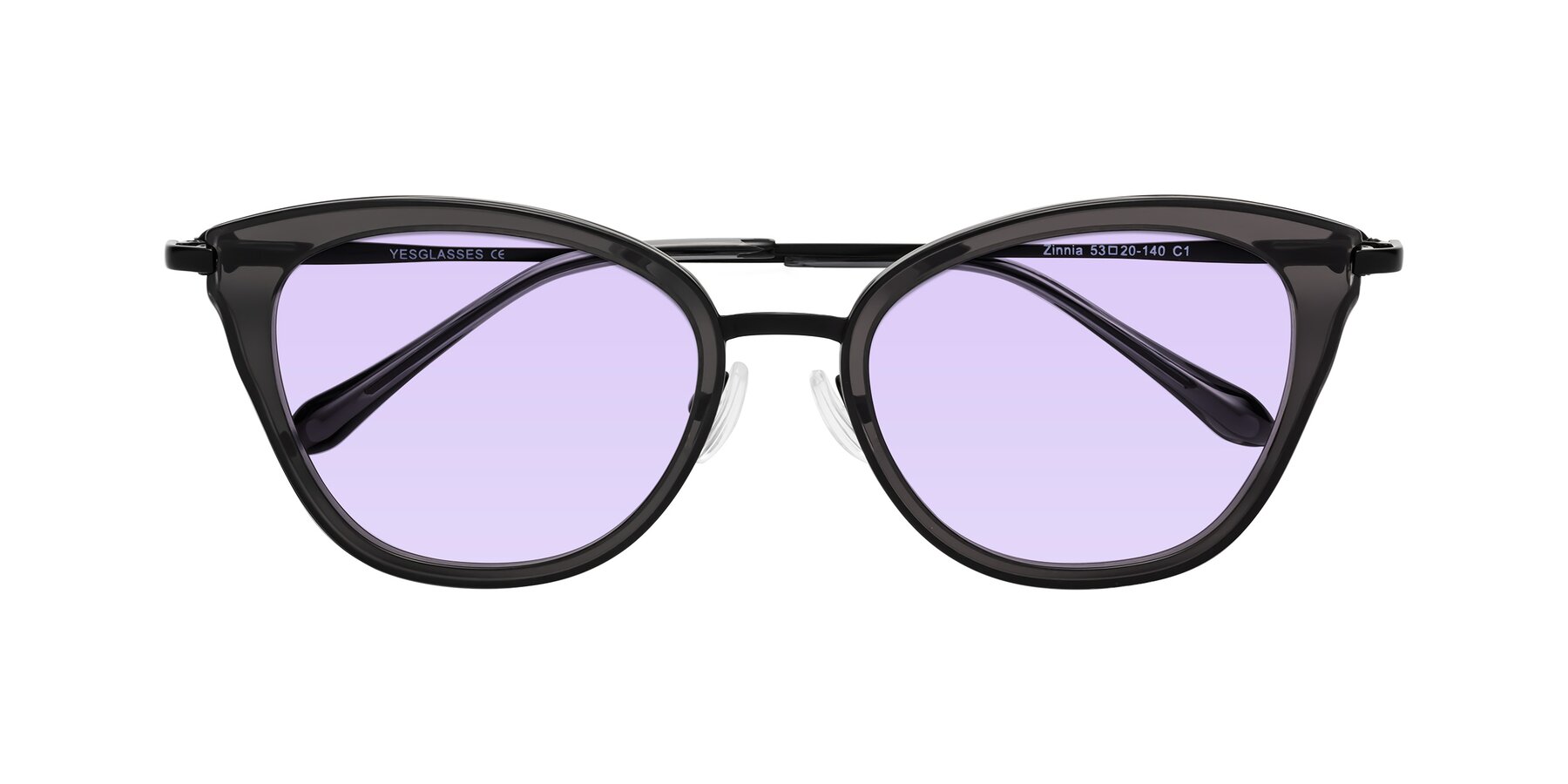 Folded Front of Zinnia in Gray with Light Purple Tinted Lenses