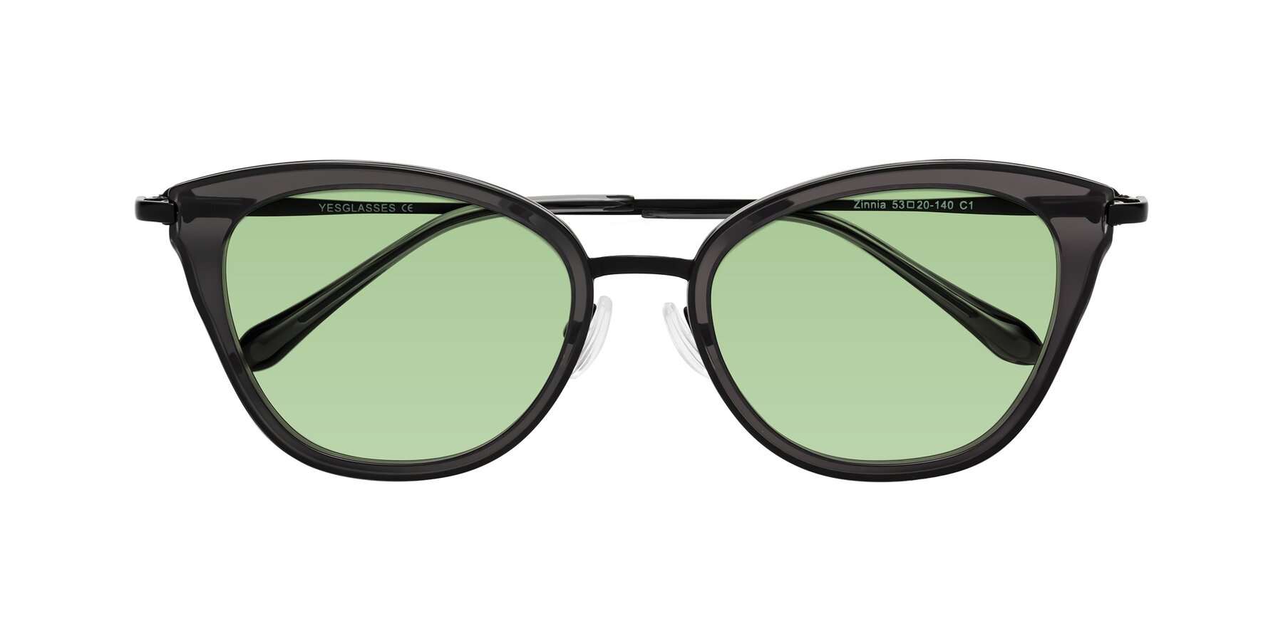 Folded Front of Zinnia in Gray with Medium Green Tinted Lenses