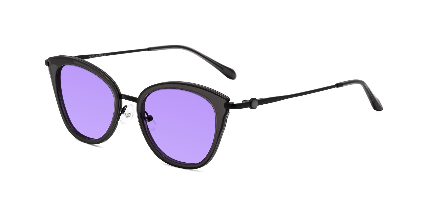 Angle of Zinnia in Gray with Medium Purple Tinted Lenses