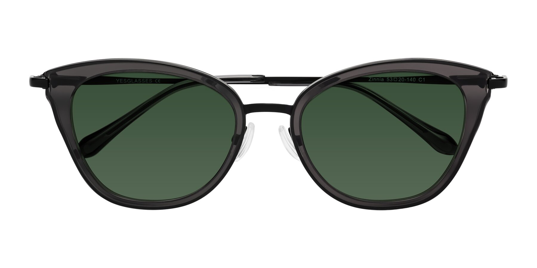 Folded Front of Zinnia in Gray with Green Tinted Lenses