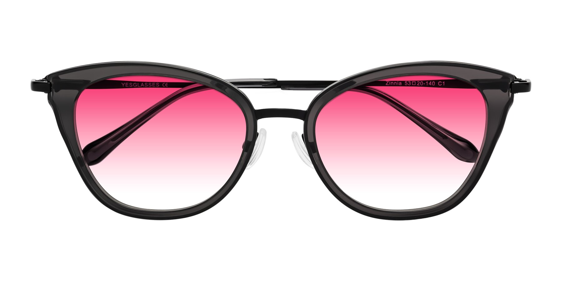 Folded Front of Zinnia in Gray with Pink Gradient Lenses