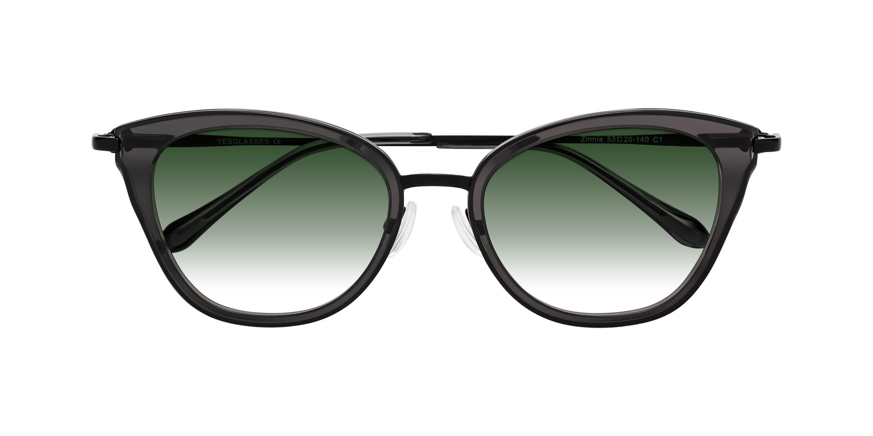 Folded Front of Zinnia in Gray with Green Gradient Lenses