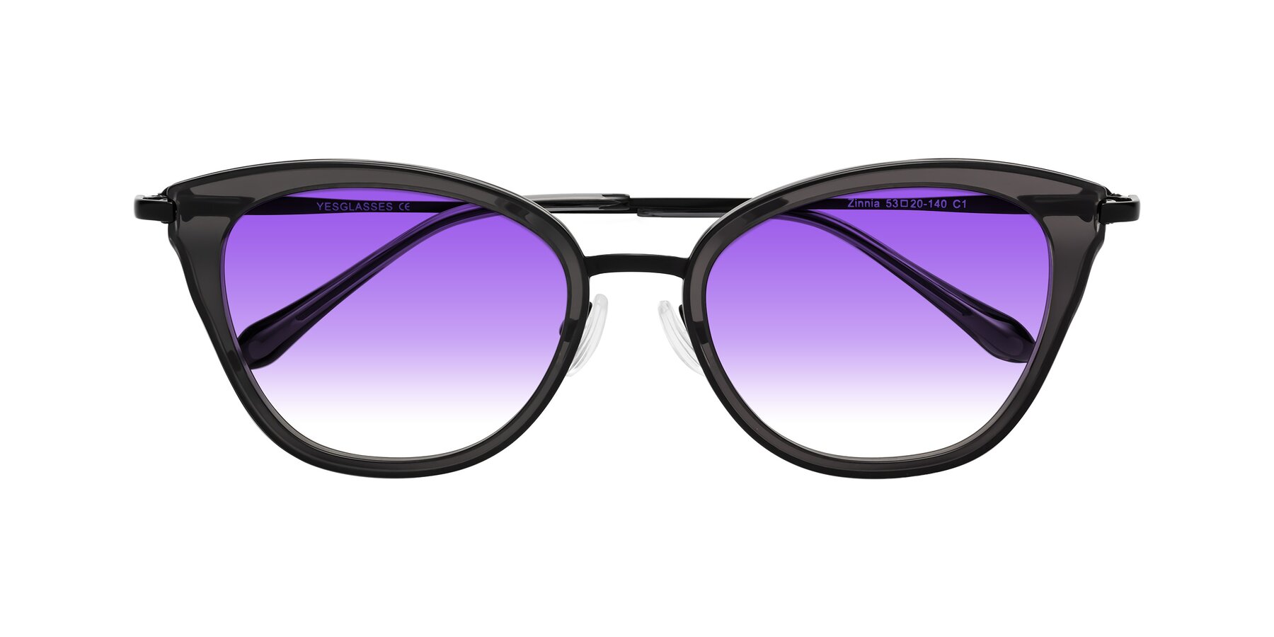 Folded Front of Zinnia in Gray with Purple Gradient Lenses