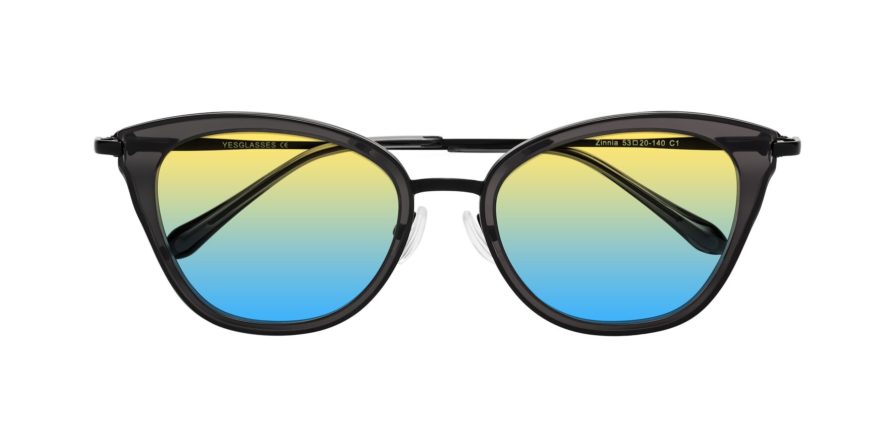 Folded Front of Zinnia in Gray with Yellow / Blue Gradient Lenses