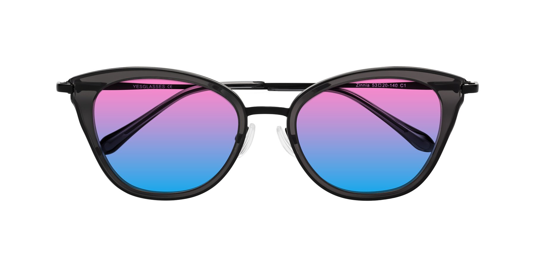 Folded Front of Zinnia in Gray with Pink / Blue Gradient Lenses