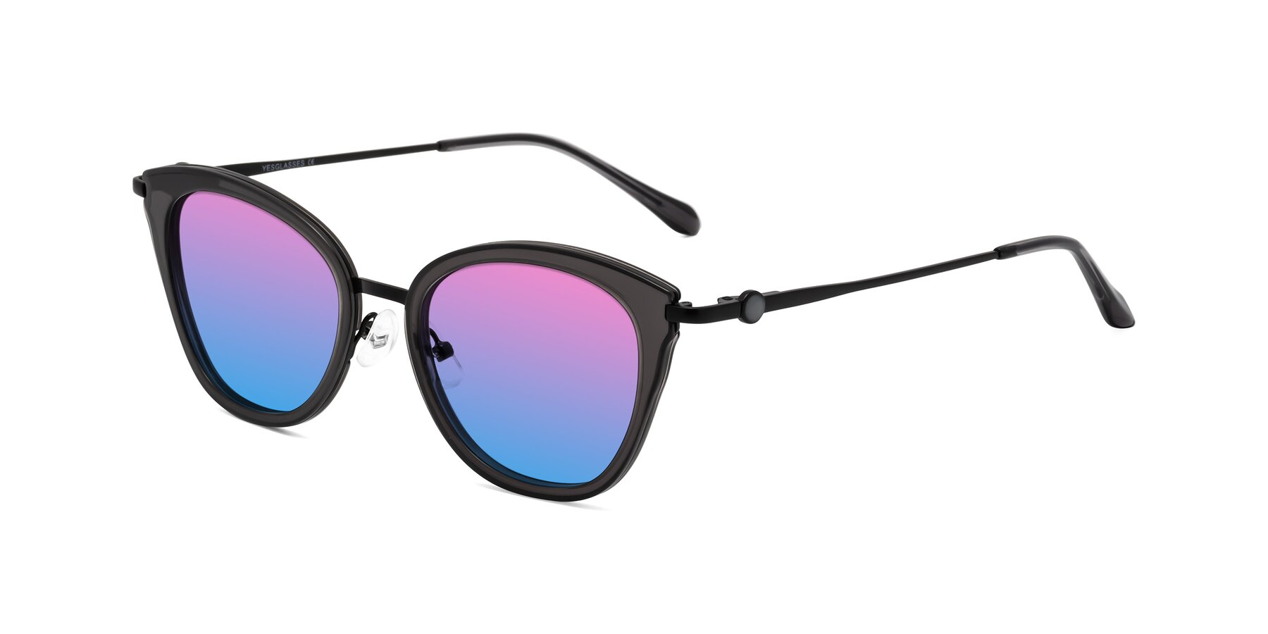 Angle of Zinnia in Gray with Pink / Blue Gradient Lenses