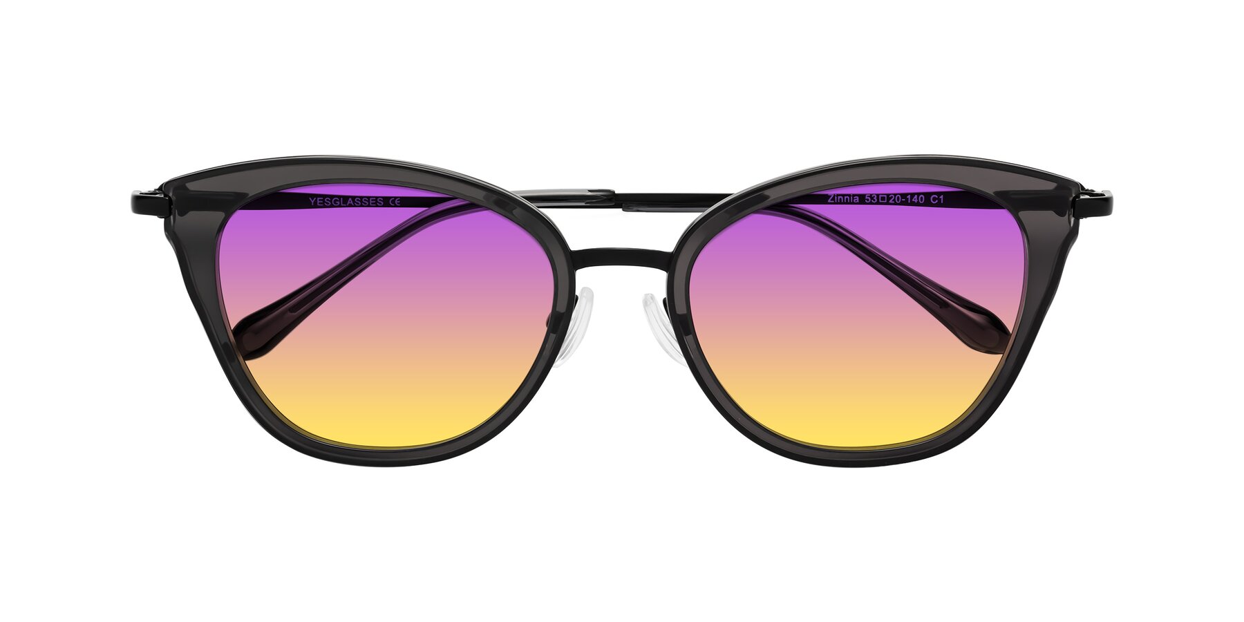 Folded Front of Zinnia in Gray with Purple / Yellow Gradient Lenses