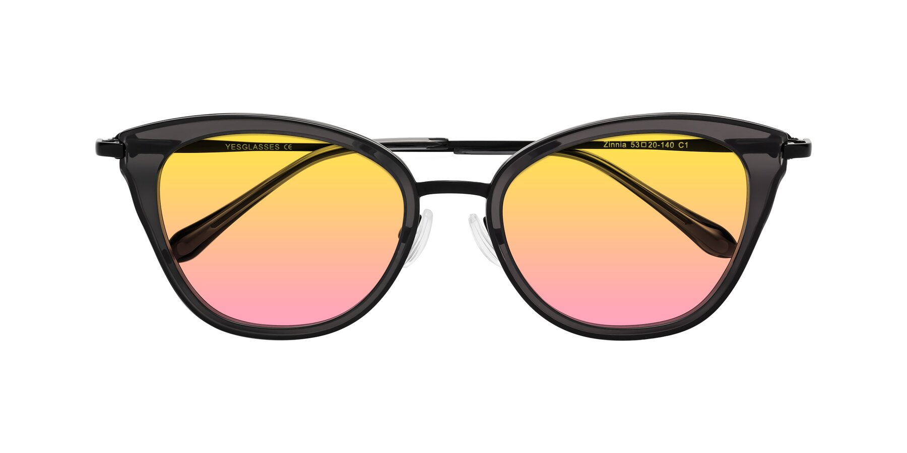 Folded Front of Zinnia in Gray with Yellow / Pink Gradient Lenses