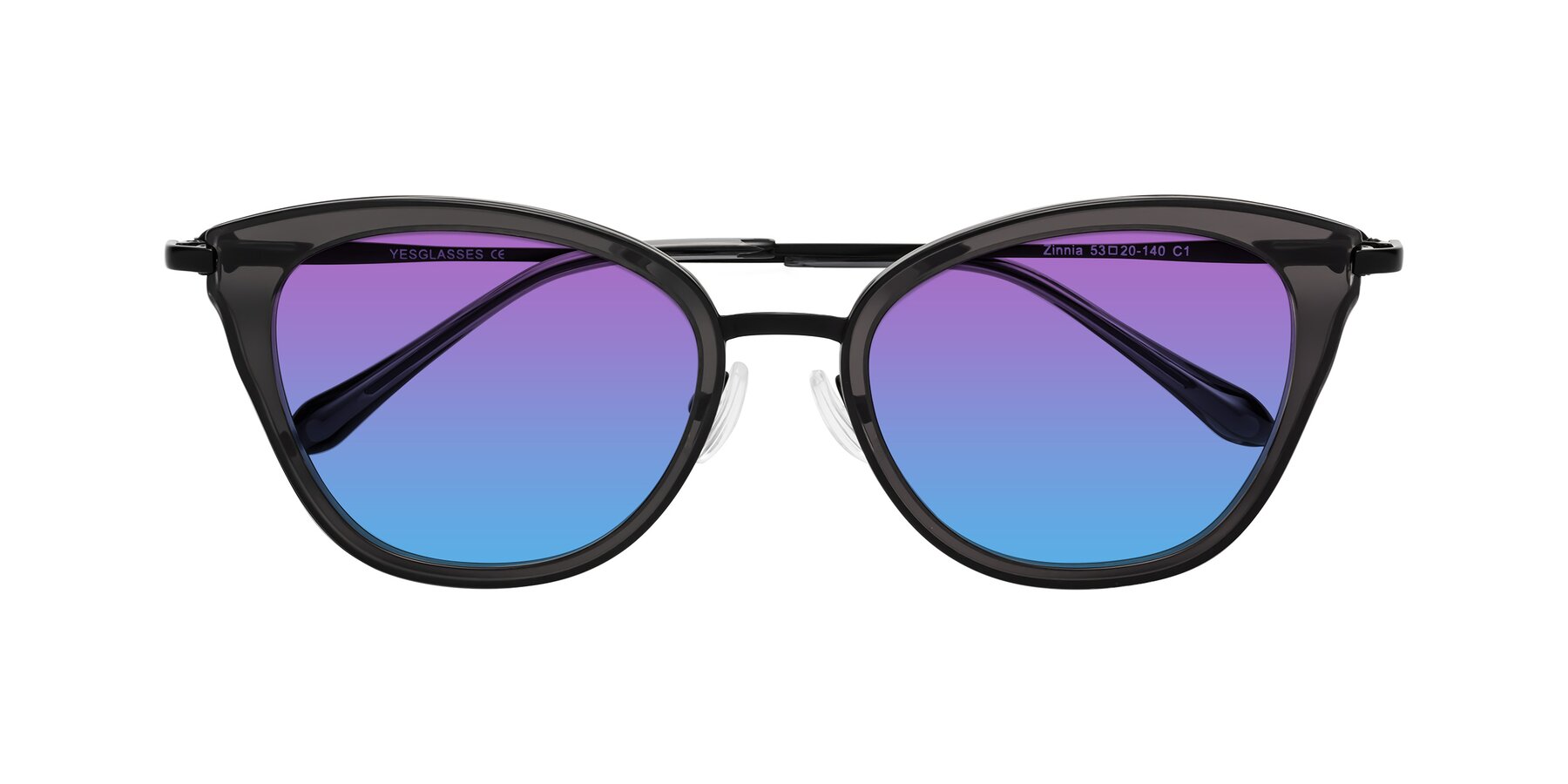 Folded Front of Zinnia in Gray with Purple / Blue Gradient Lenses