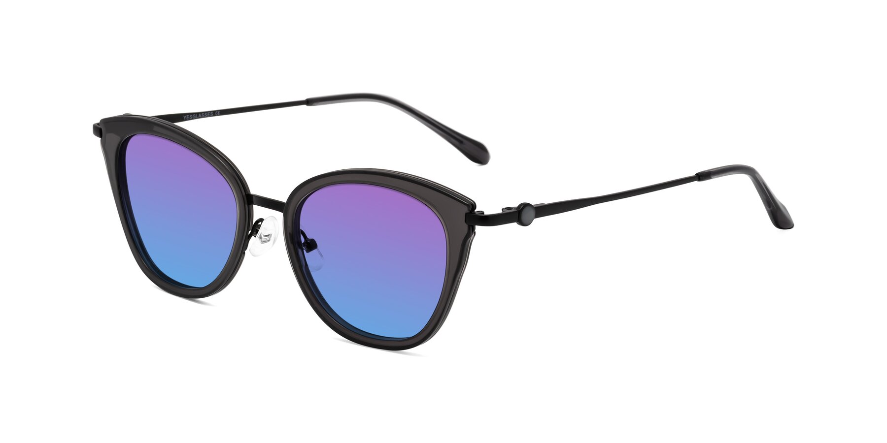 Angle of Zinnia in Gray with Purple / Blue Gradient Lenses