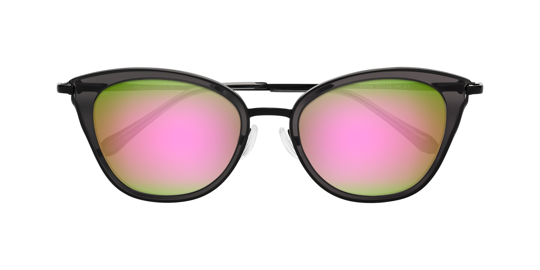 Folded Front of Zinnia in Gray with Pink Mirrored Lenses