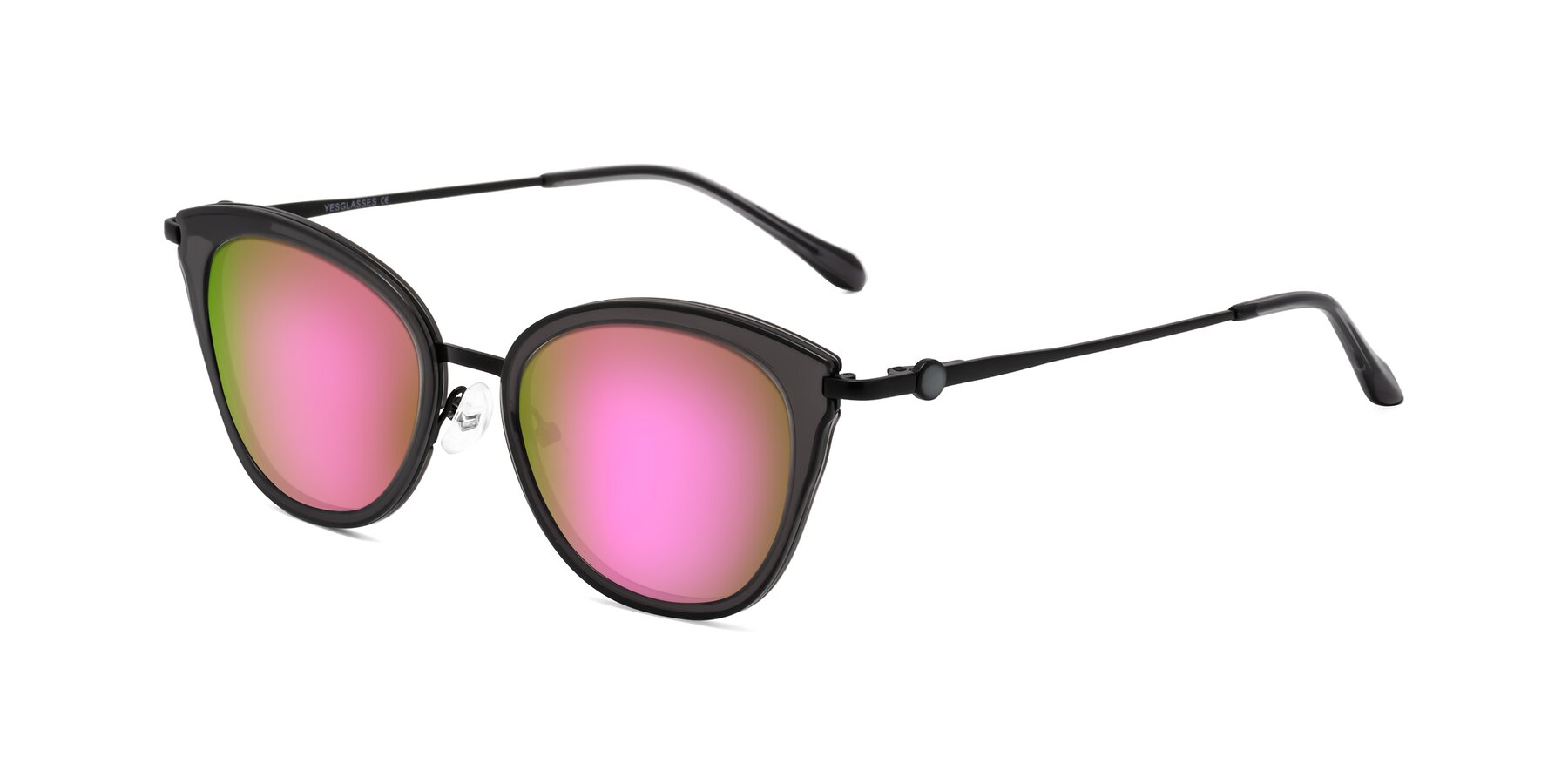 Angle of Zinnia in Gray with Pink Mirrored Lenses