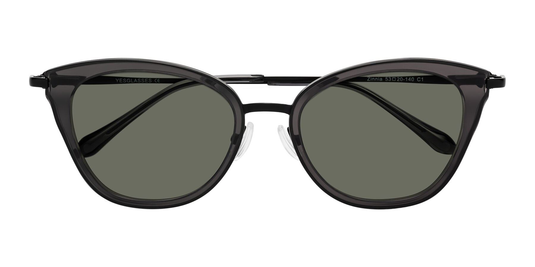 Folded Front of Zinnia in Gray with Gray Polarized Lenses