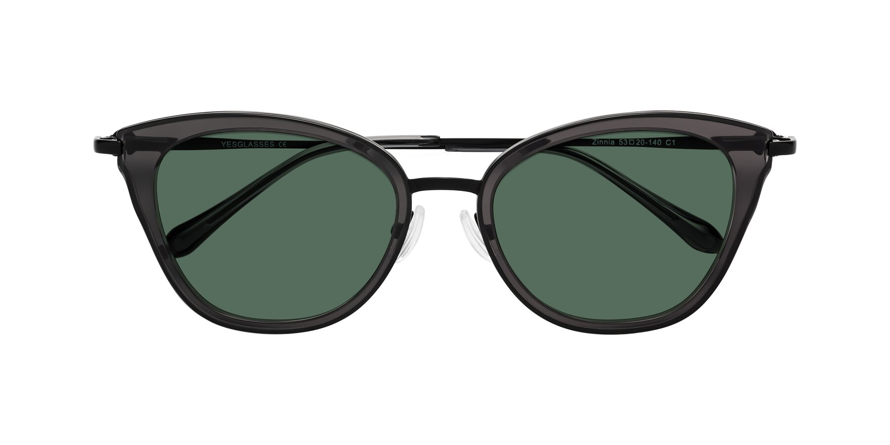 Folded Front of Zinnia in Gray with Green Polarized Lenses