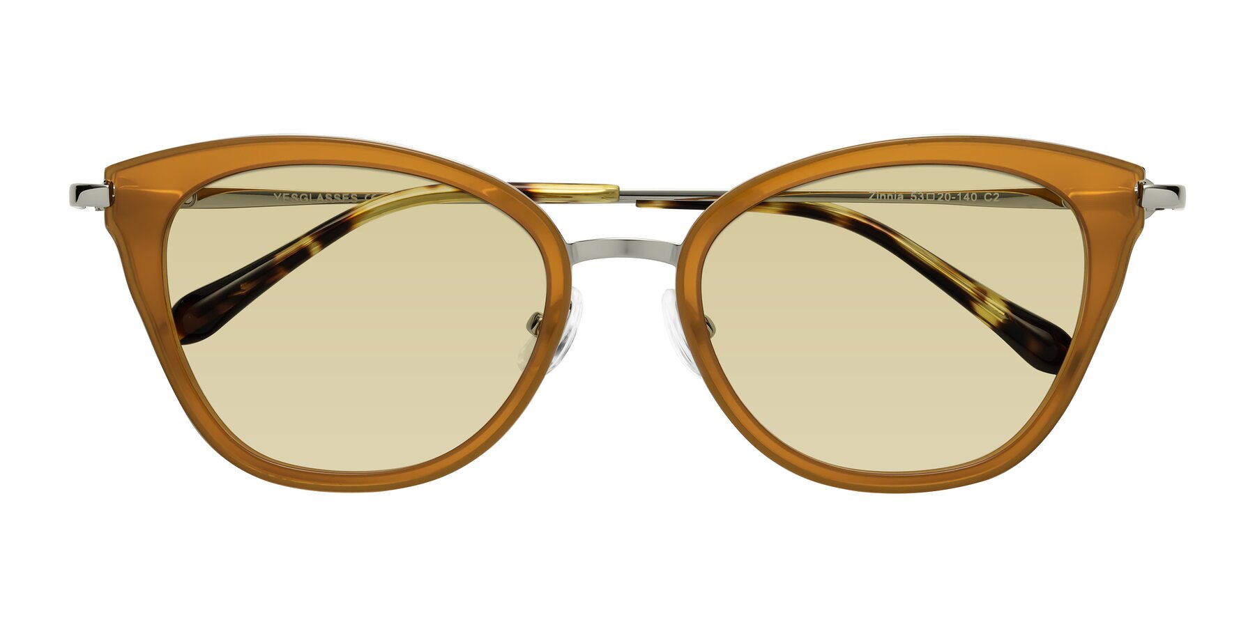 Folded Front of Zinnia in Caramel with Light Champagne Tinted Lenses