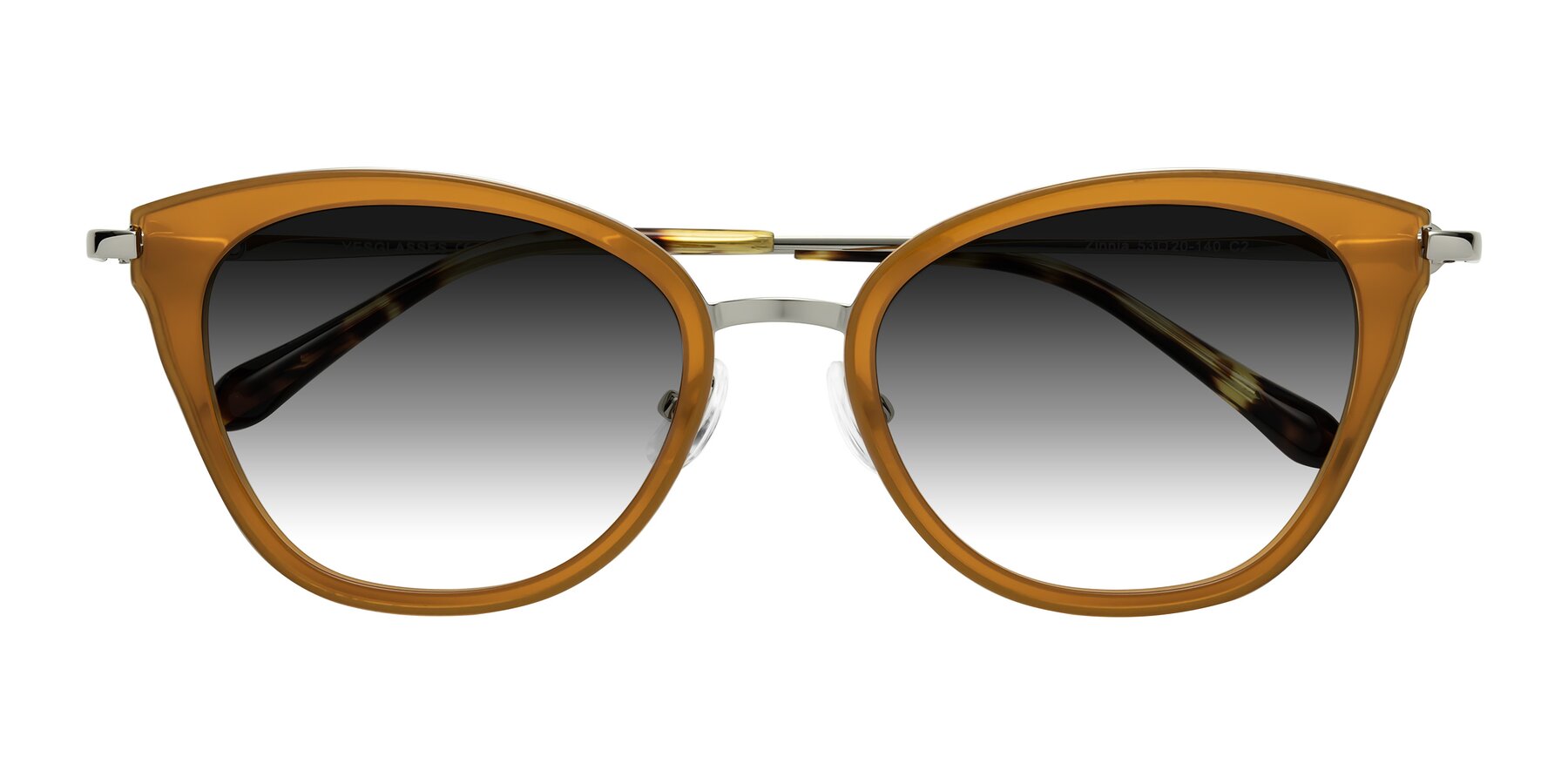 Folded Front of Zinnia in Caramel with Gray Gradient Lenses