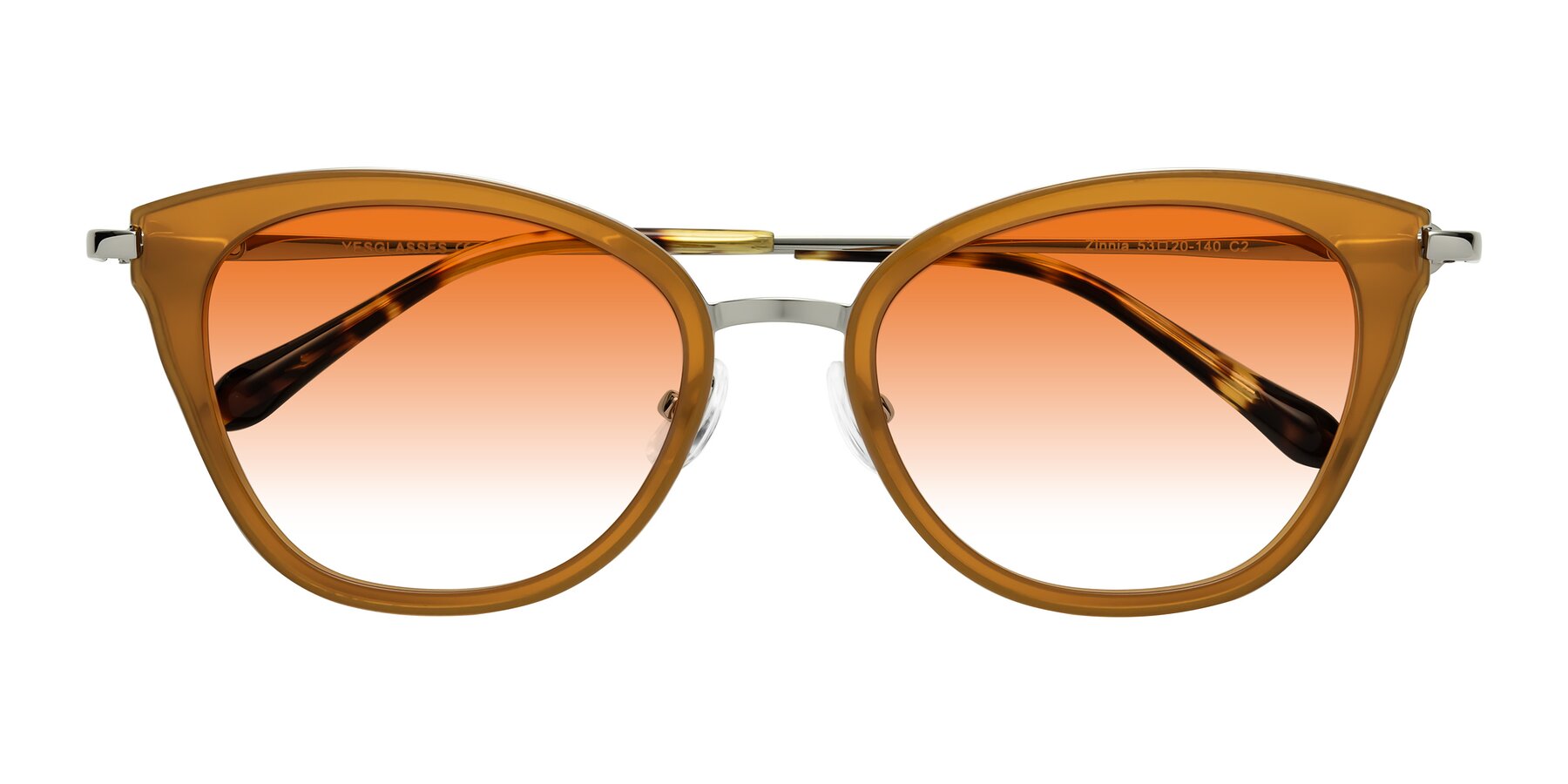 Folded Front of Zinnia in Caramel with Orange Gradient Lenses