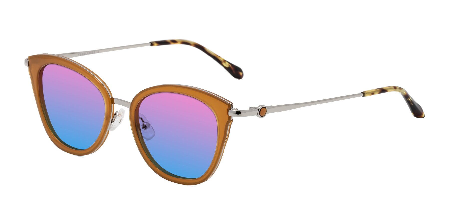 Angle of Zinnia in Caramel with Pink / Blue Gradient Lenses