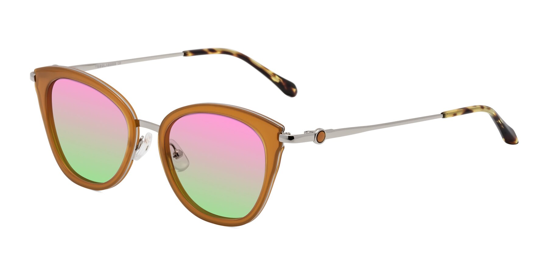 Angle of Zinnia in Caramel with Pink / Green Gradient Lenses