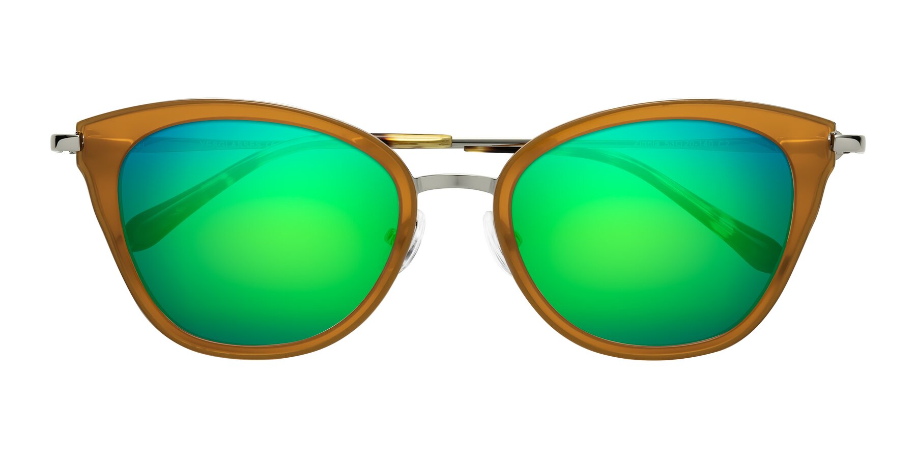 Folded Front of Zinnia in Caramel with Green Mirrored Lenses