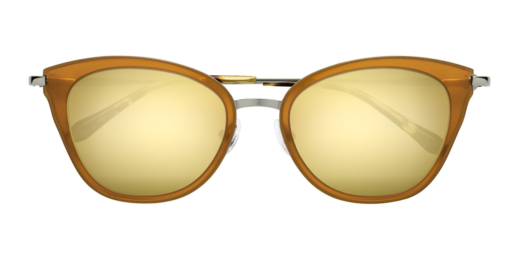 Folded Front of Zinnia in Caramel with Gold Mirrored Lenses