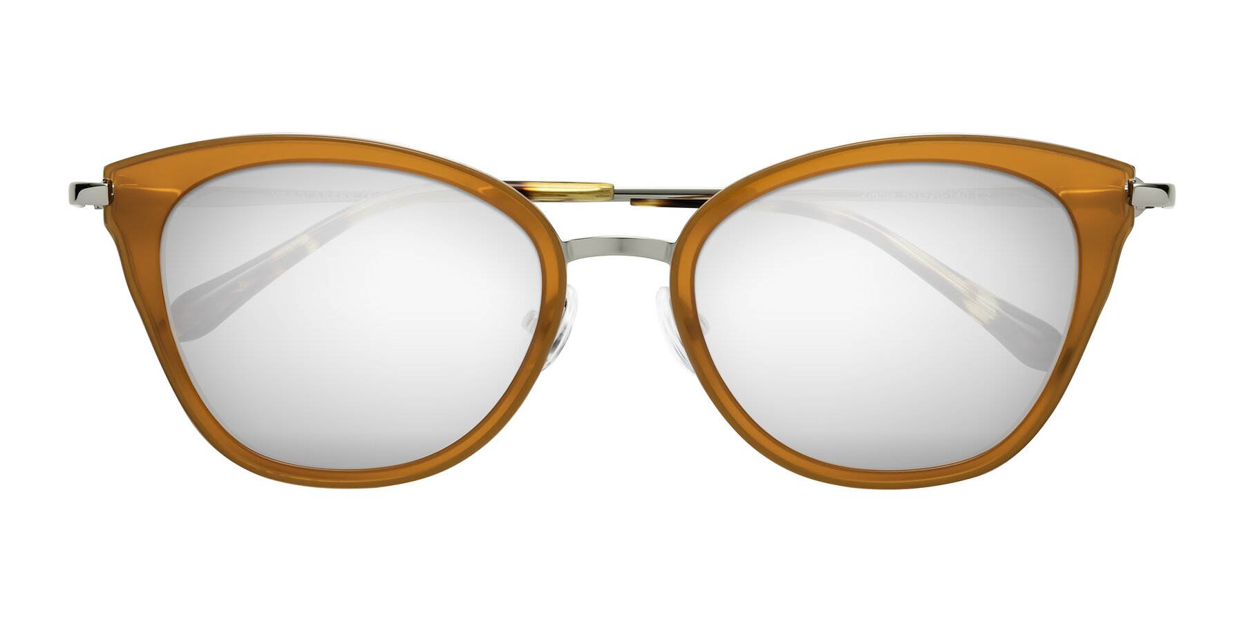 Folded Front of Zinnia in Caramel with Silver Mirrored Lenses