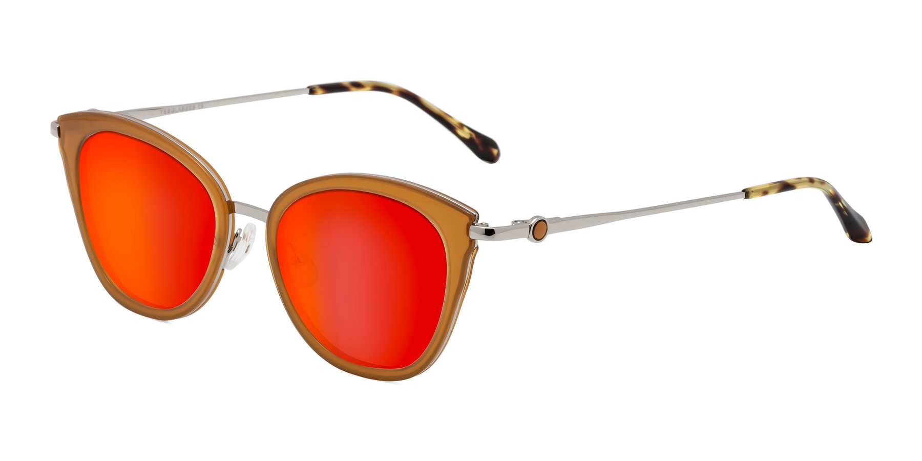 Angle of Zinnia in Caramel with Red Gold Mirrored Lenses