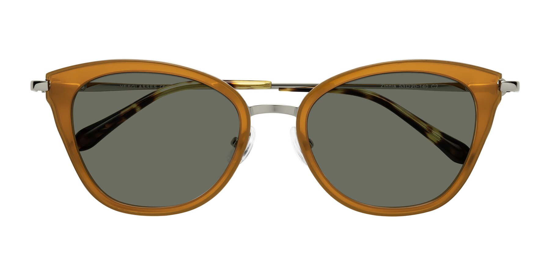 Folded Front of Zinnia in Caramel with Gray Polarized Lenses