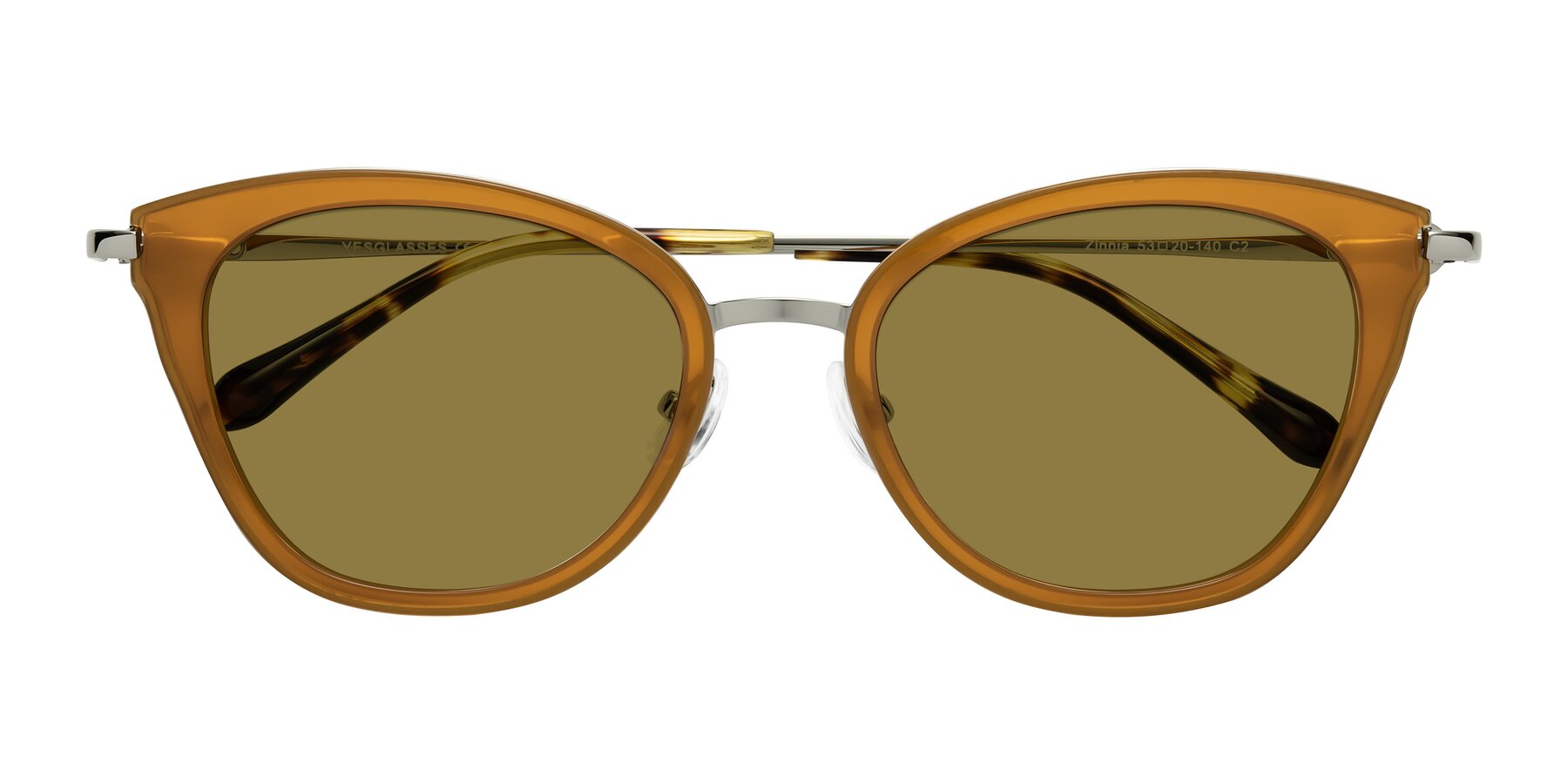 Folded Front of Zinnia in Caramel with Brown Polarized Lenses