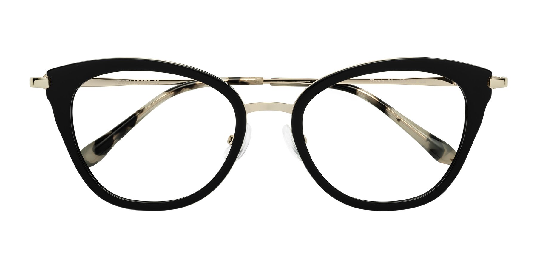 Folded Front of Zinnia in Black with Clear Eyeglass Lenses