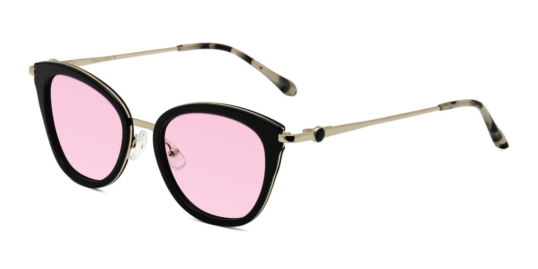 Angle of Zinnia in Black with Light Pink Tinted Lenses