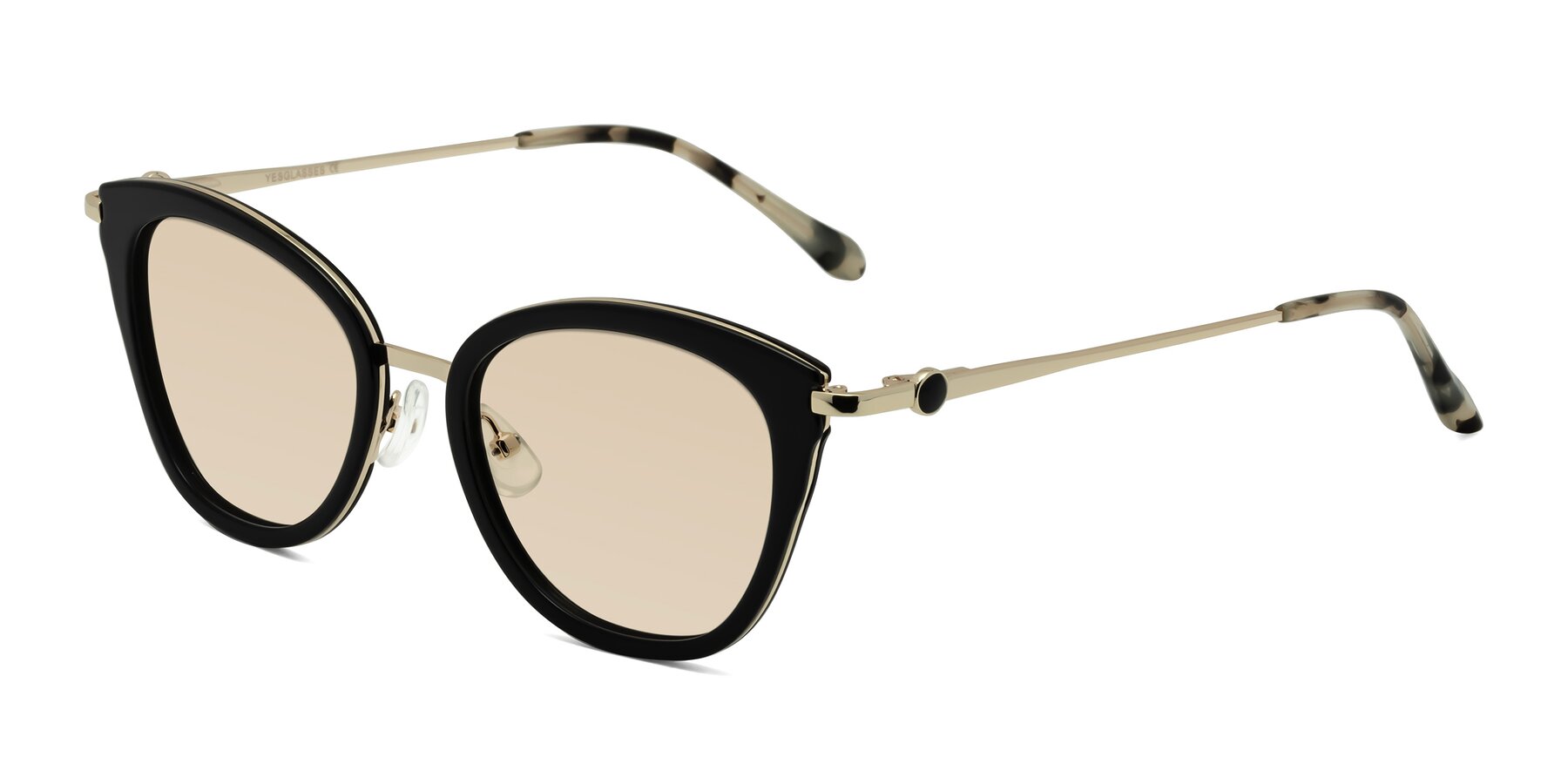 Angle of Zinnia in Black with Light Brown Tinted Lenses