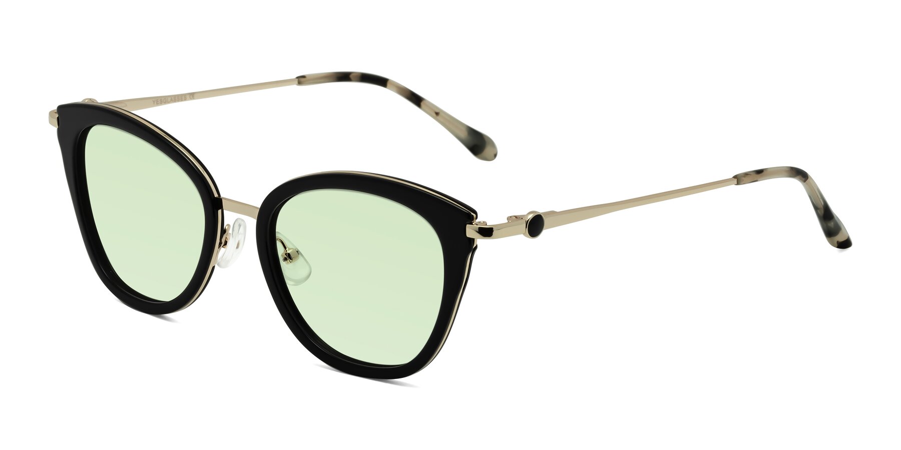 Angle of Zinnia in Black with Light Green Tinted Lenses