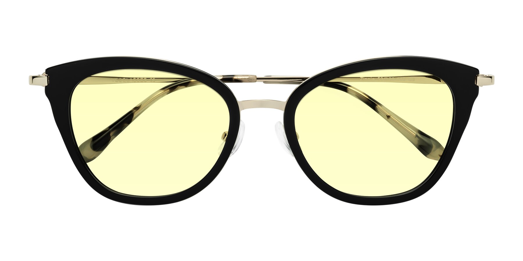 Folded Front of Zinnia in Black with Light Yellow Tinted Lenses