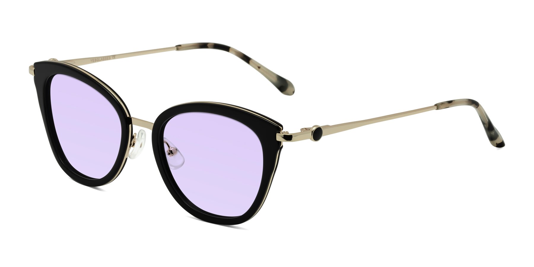 Angle of Zinnia in Black with Light Purple Tinted Lenses