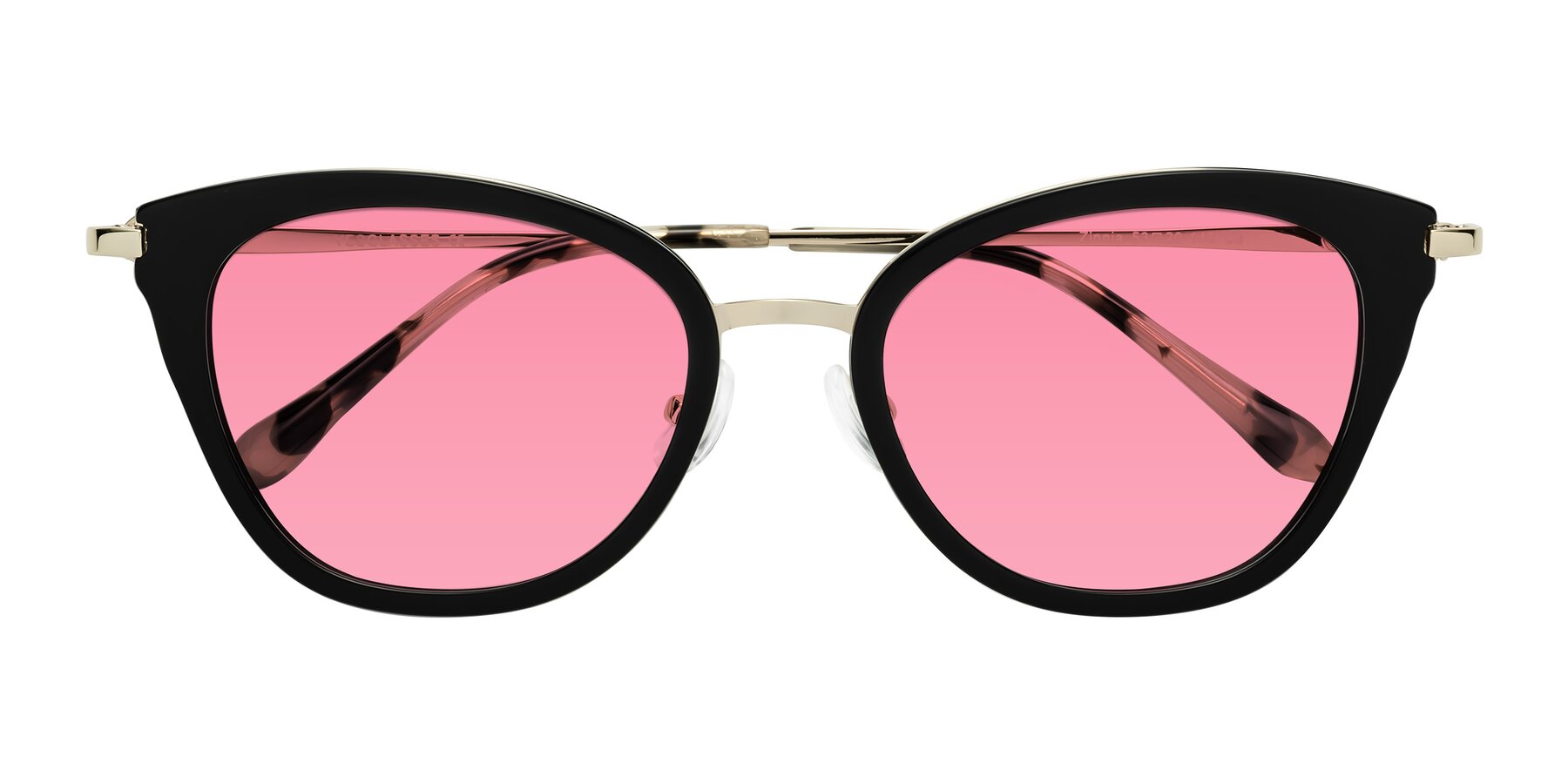 Folded Front of Zinnia in Black with Pink Tinted Lenses