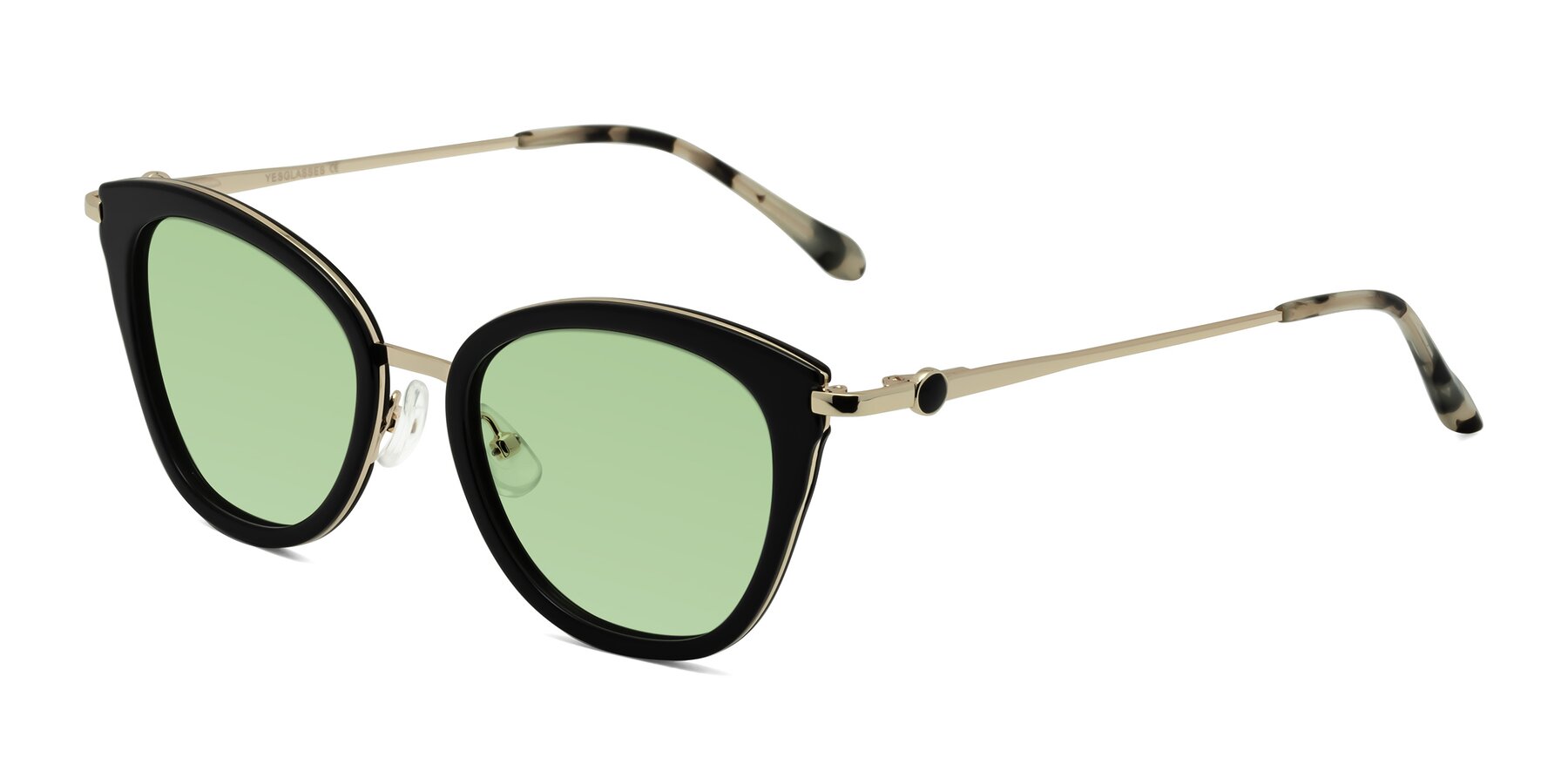 Angle of Zinnia in Black with Medium Green Tinted Lenses