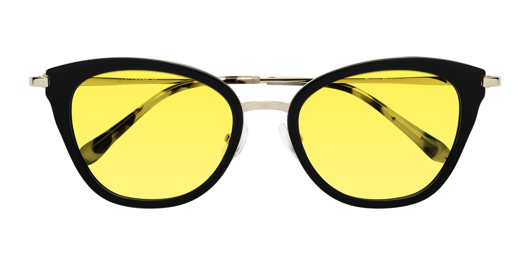 Folded Front of Zinnia in Black with Medium Yellow Tinted Lenses