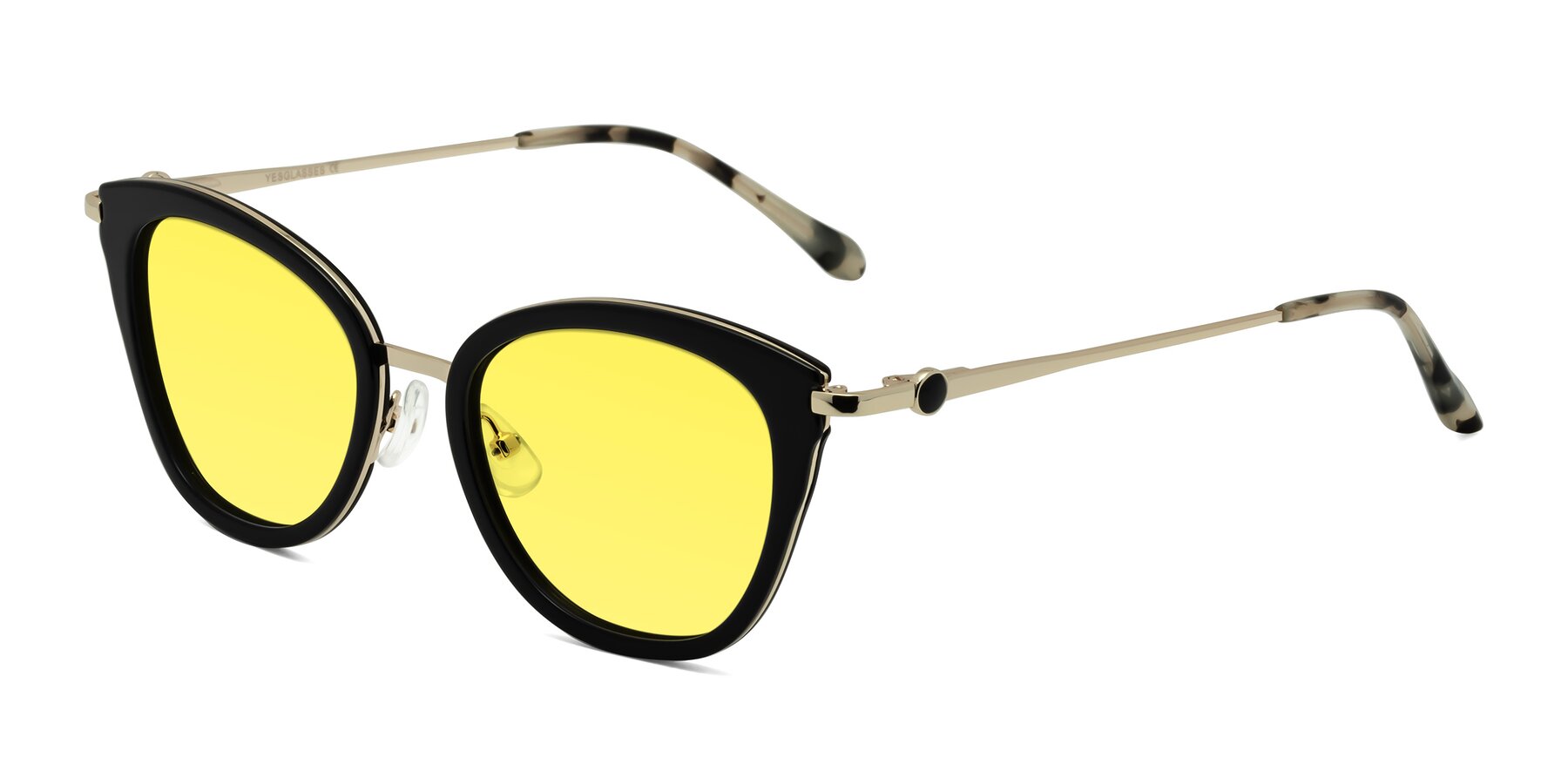 Angle of Zinnia in Black with Medium Yellow Tinted Lenses